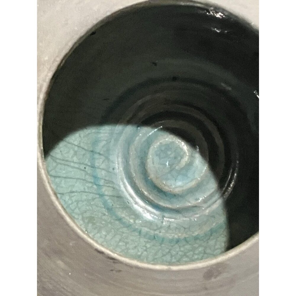 MICHAEL WEINBERG Raku Studio Art Pottery Bowl Vase Blue Red Gold Signed - Picture 6 of 9